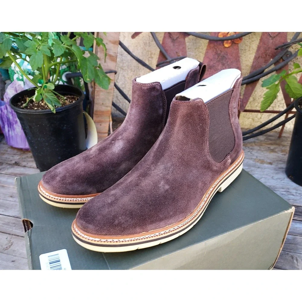 Timberland Boots Men's Size 10 Naples‎ Trail Chelsea Brown Suede Boots $130.00